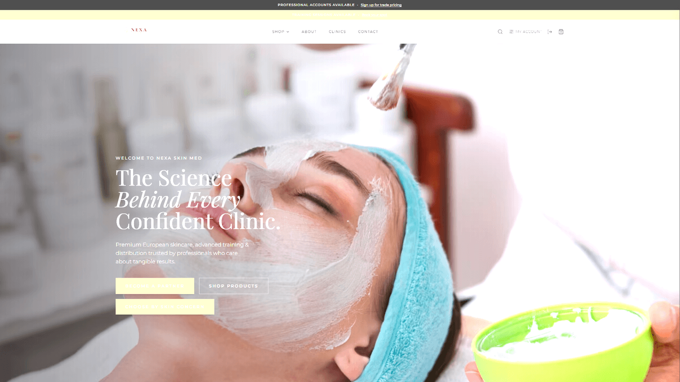 NexaSkin Med E-commerce Homepage