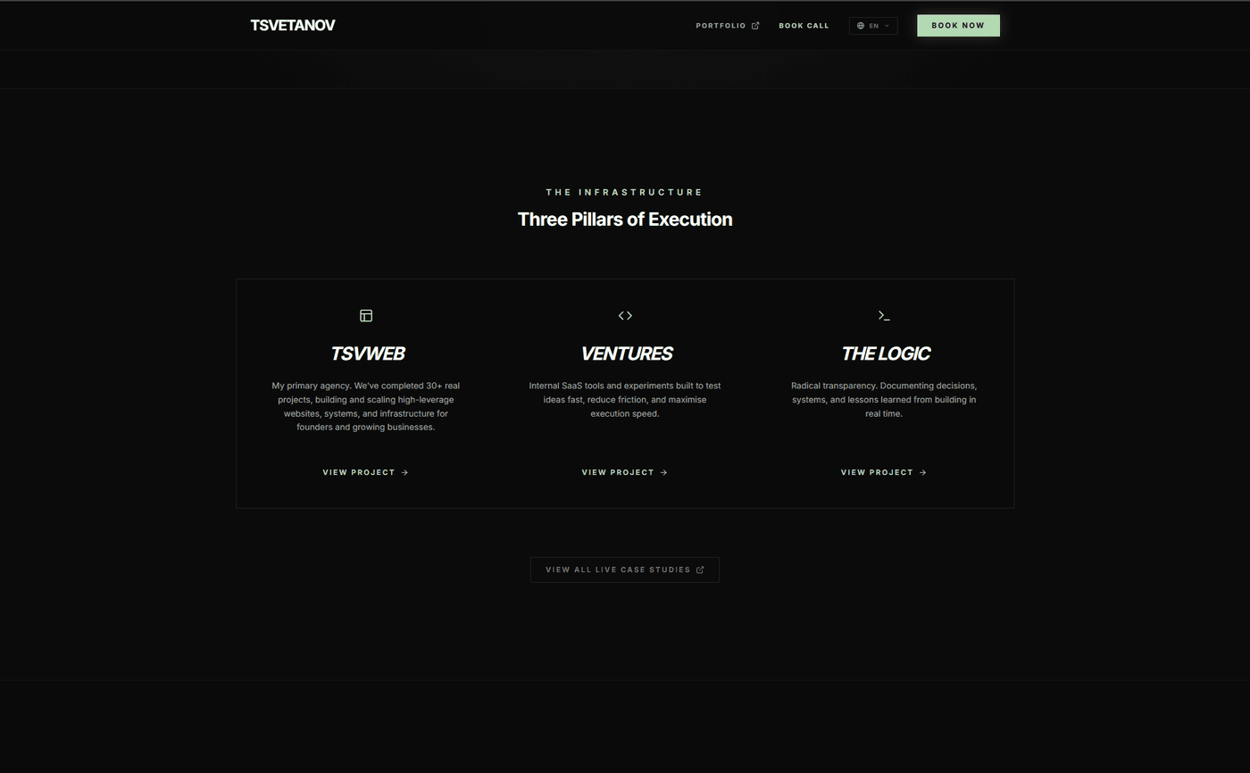 Tsvetanov.co.uk Clean Portfolio Homepage